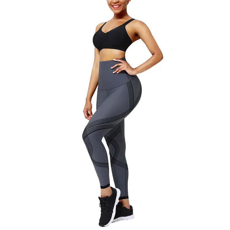 HEXIN Wholesale Tight Elasticity 3D Printing 2 In 1 Compression High Waist Tummy Trimmer Butt Lifter Jogging Wear Yoga Pants
