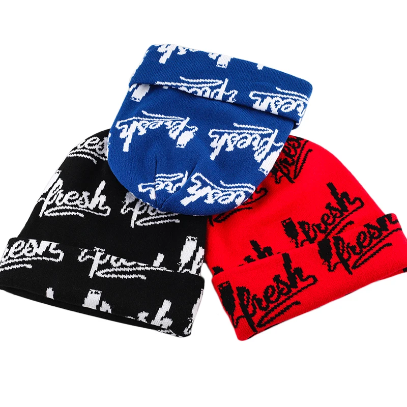 Colorful New Style Support Sample Jacquard Beanie Winter Hat cuffless Beanie acrylic knit Custom Beanie Hat