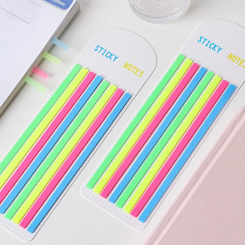 Vintage sticky note paper Morandi and Neon color ins transparent long sticky notes PET extremely fine index stickers