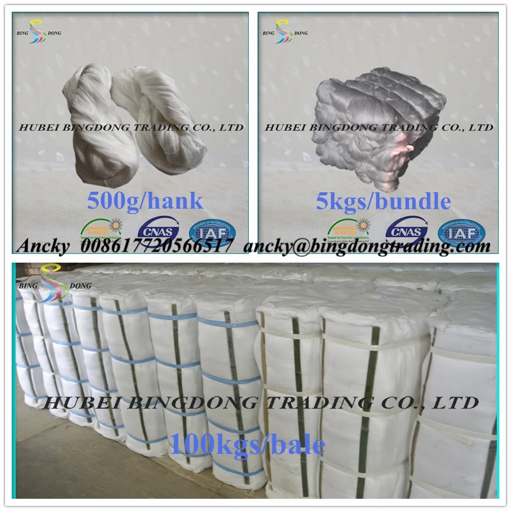 100% Spun Polyester Yarn 40.2 50.3 Raw White In Hanks