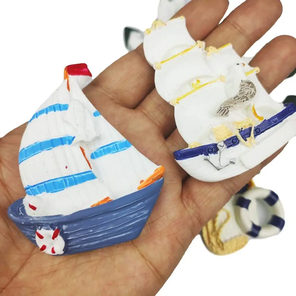 Custom Resin Crafts 3D Fridge Magnets Travel Souvenirs Ocean Style beach pigeon lighthouse Boat ship Anchors Fish Fridge Magnets