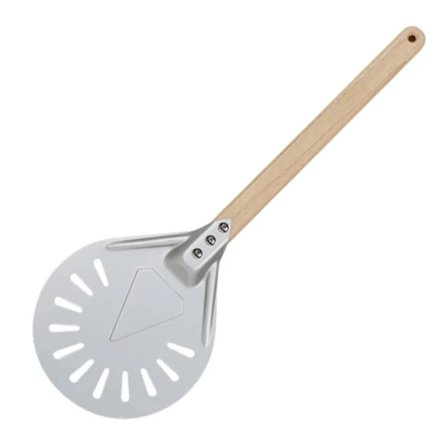 8 Inch Perforated Pizza Turning Peel Shovel Round Peel Paddle Short Pizza Tool Non Slip Handle