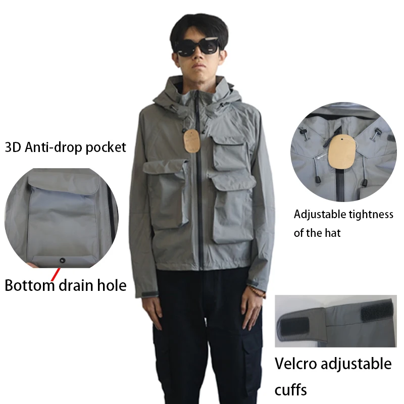 wholesale price 3D Pockets Lightweight Waterproof Windbreaker Jacket for Travel & More