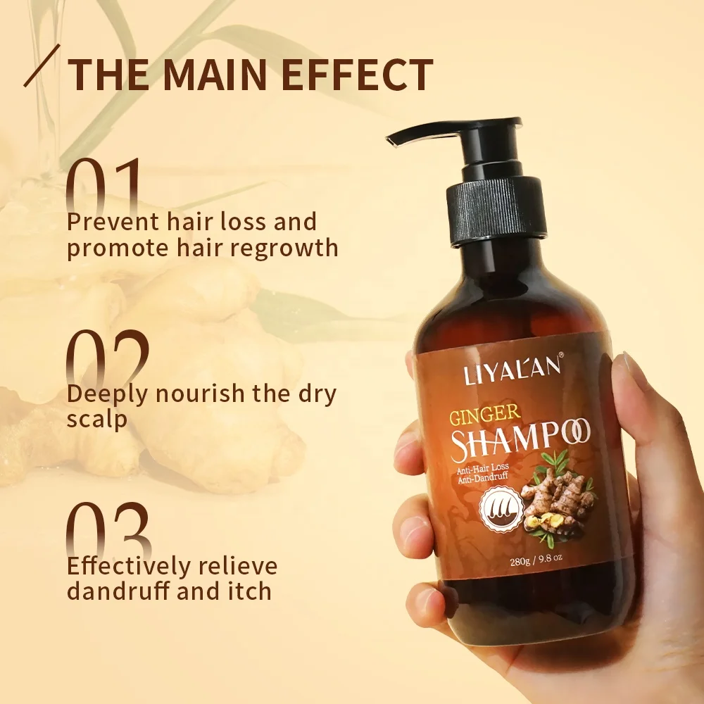 Natural Organic Hair Products Deep Clean Anti Hair Loss Anti-Dandruff Hair Growth Ginger Shampoo