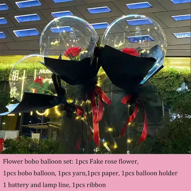 13/20 inch LED Bobo Light up Balloon 70CM Handheld Stretchable Transparent clear Bubble Balloon with sticks Globo Burbuja