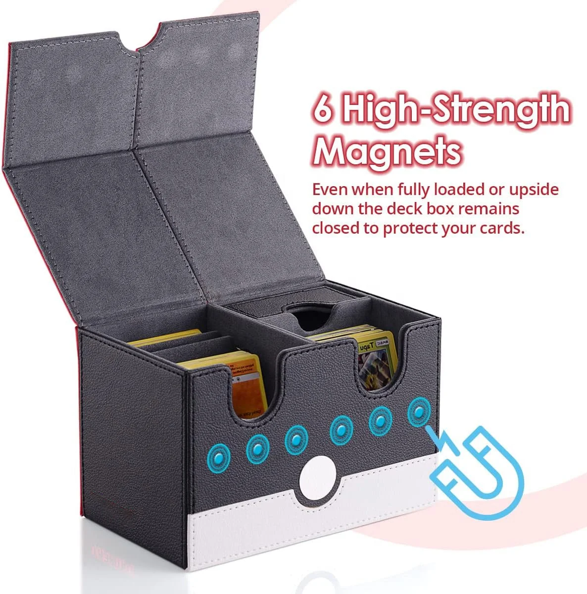 150+ Double Sided Card Storage Cox PU Leather Waterproof 380 PCS+ Card Deck Case Magnetic Leather Game Card Deck Box