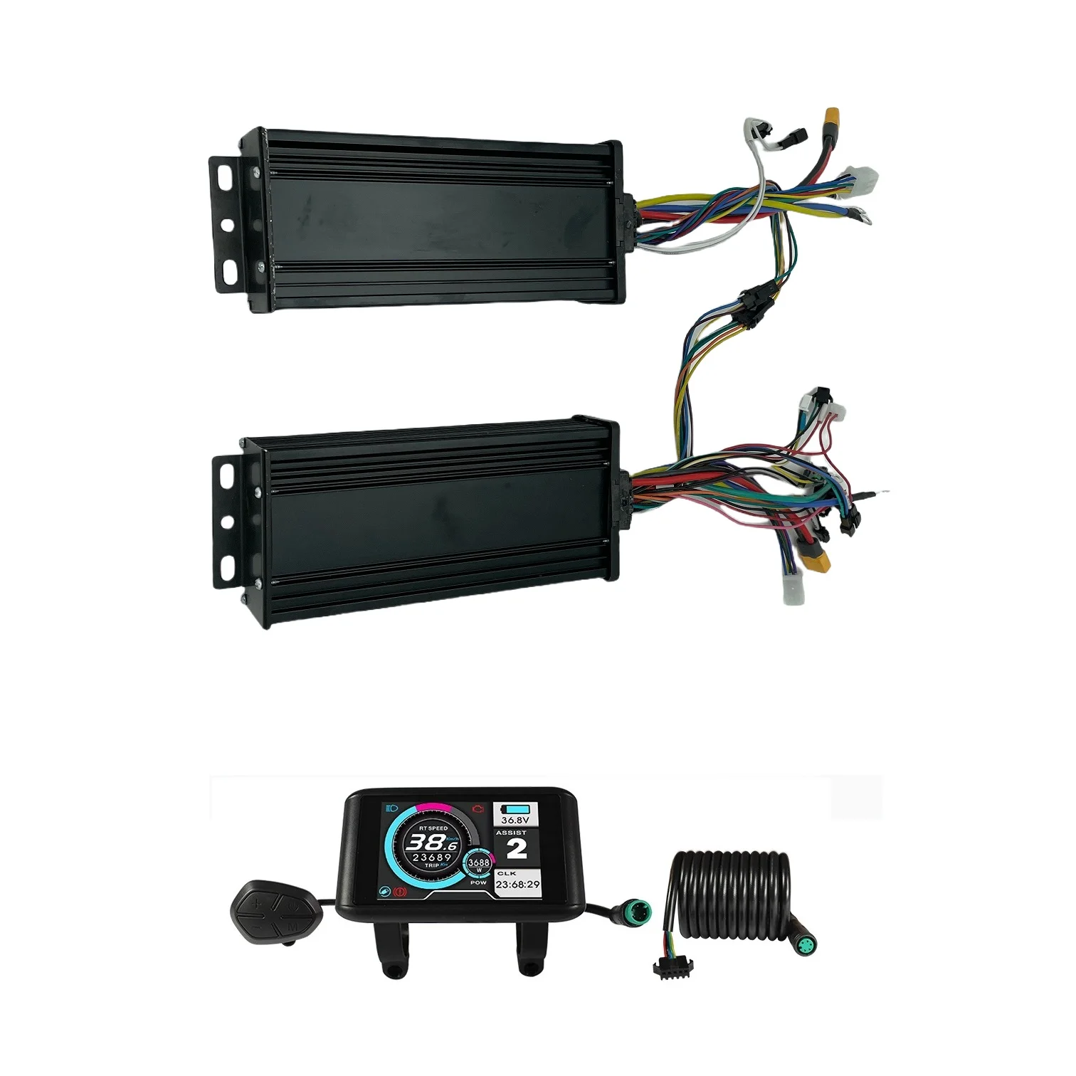 Dual 2000W Motor Controllers  60V 72V 1500W-2000W 45A 3-mode Sine Wave ebike Controller Colorful LCD Display hall non-hall