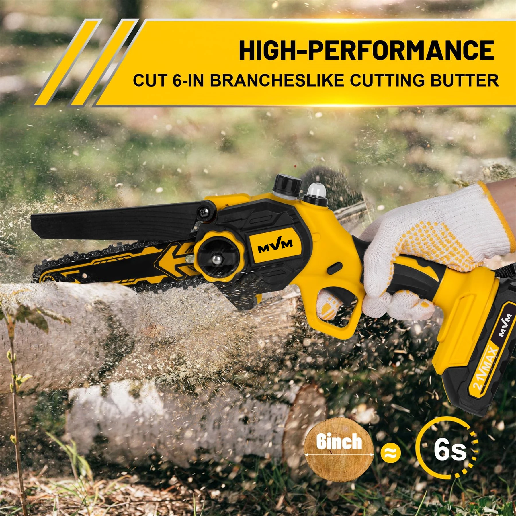 New Arrival China Power machine 6-Inch Cordless Handheld Electric Battery Powered Chainsaw for self-gardening