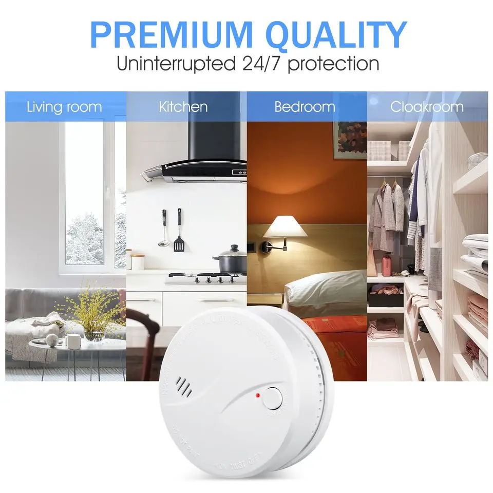 10 Years Standalone photoelectric smoke detector DC 3V battery power smoke alarm EN14604, VDS certificate
