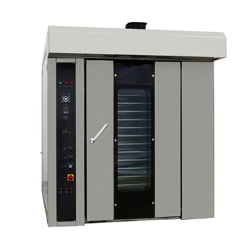 Bakery Machinery 16 Trays Electric Gas Diesel Steam Function Rotary Rack Oven