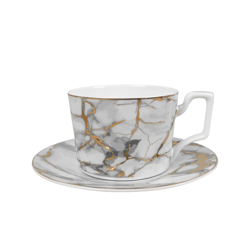 Luxury European coffee cup set simple high-end bone china coffee cup and saucer