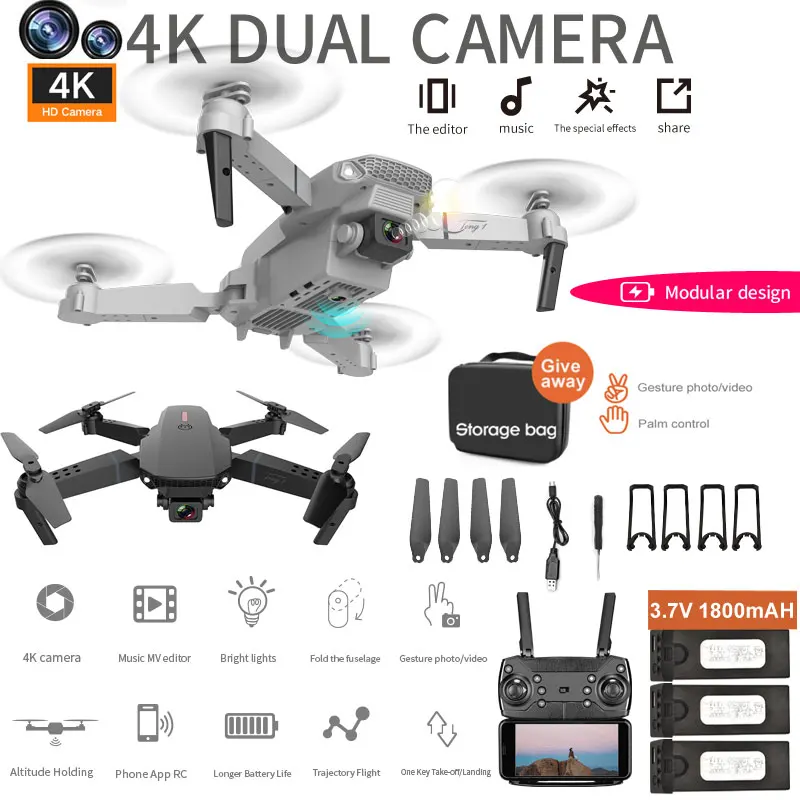 E88 Professional Drone With Wide Angle HD 4K Camera Height Hold Mode quadcopter mini drone 4K single camera