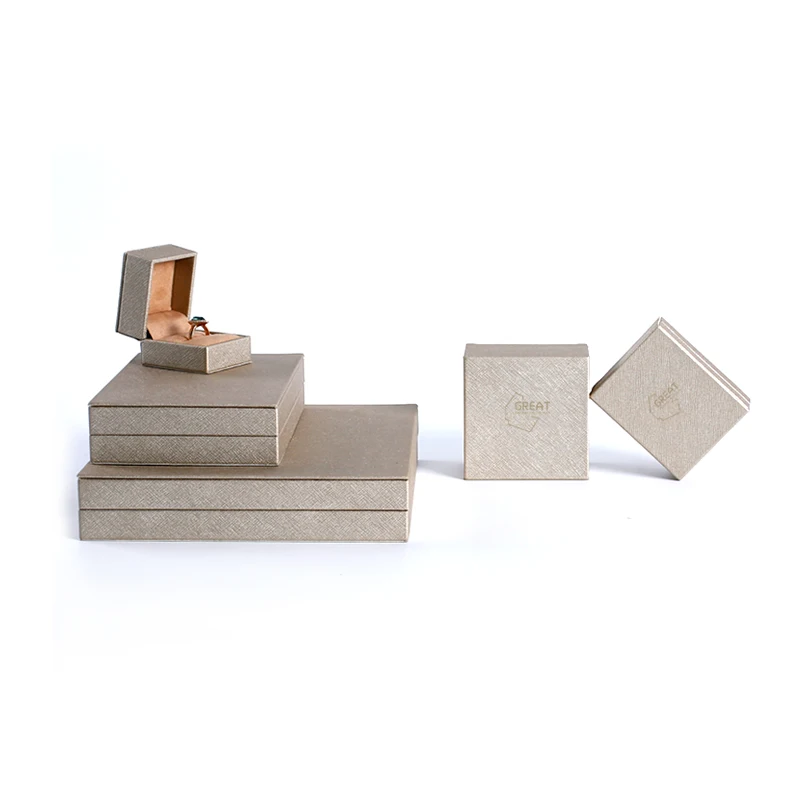 High quality Pu leather box custom  gold foil logo for ring earring necklace bracelet jewelry packaging box