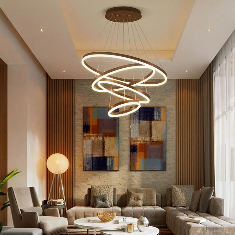 4 Rings Modern Hotel Hanging Living Room Wedding Led Chandelier Pendant Light