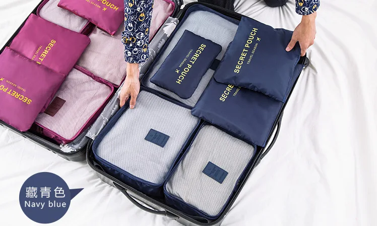 
Low MOQ fashion 6 pcs compression luggage organizers travel bag personal packing cubes wholesale travel bag organizer 