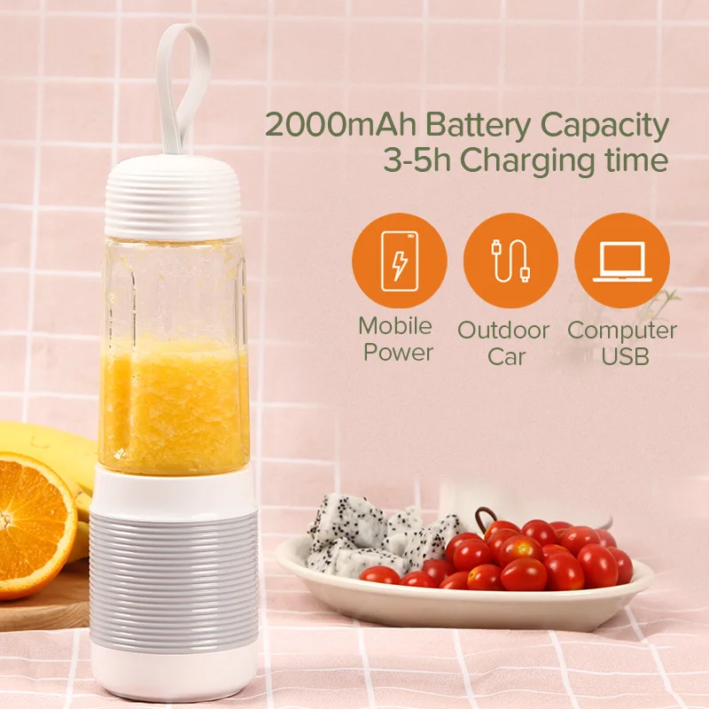 High Speed 4 Leaf Blade Rechargeable Electric Mini Fruit Blender Usb Portable Juicer Cup, Bottle Juicer, Blenders