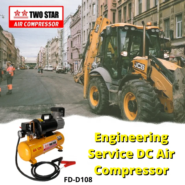 24V High Efficiency Weatherproof Long Duty Cycle DC Oil Free Professional Mobile Air Compressor Machine with 8 liter tank