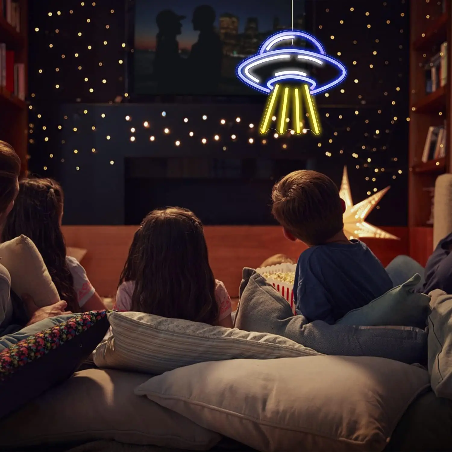 Weicao UFO Led Neon Sign 5V Dimmable USB Flying Saucer Star Space Neon Lights Signs for Party Bar Pub Festival Decor