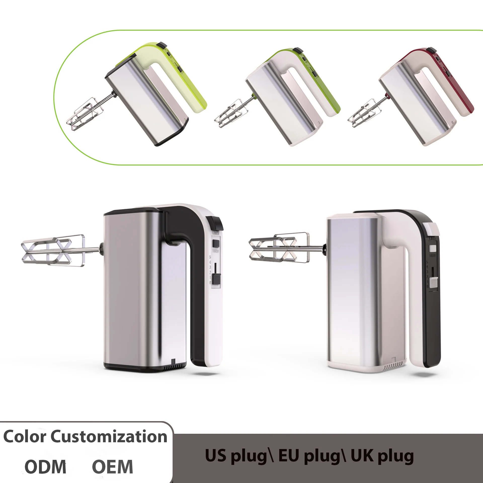 Hot Sale Pure Copper Motor Shadow Green 300W Powerful Durable 5 Speed Electric Egg Beater Hand Mixer