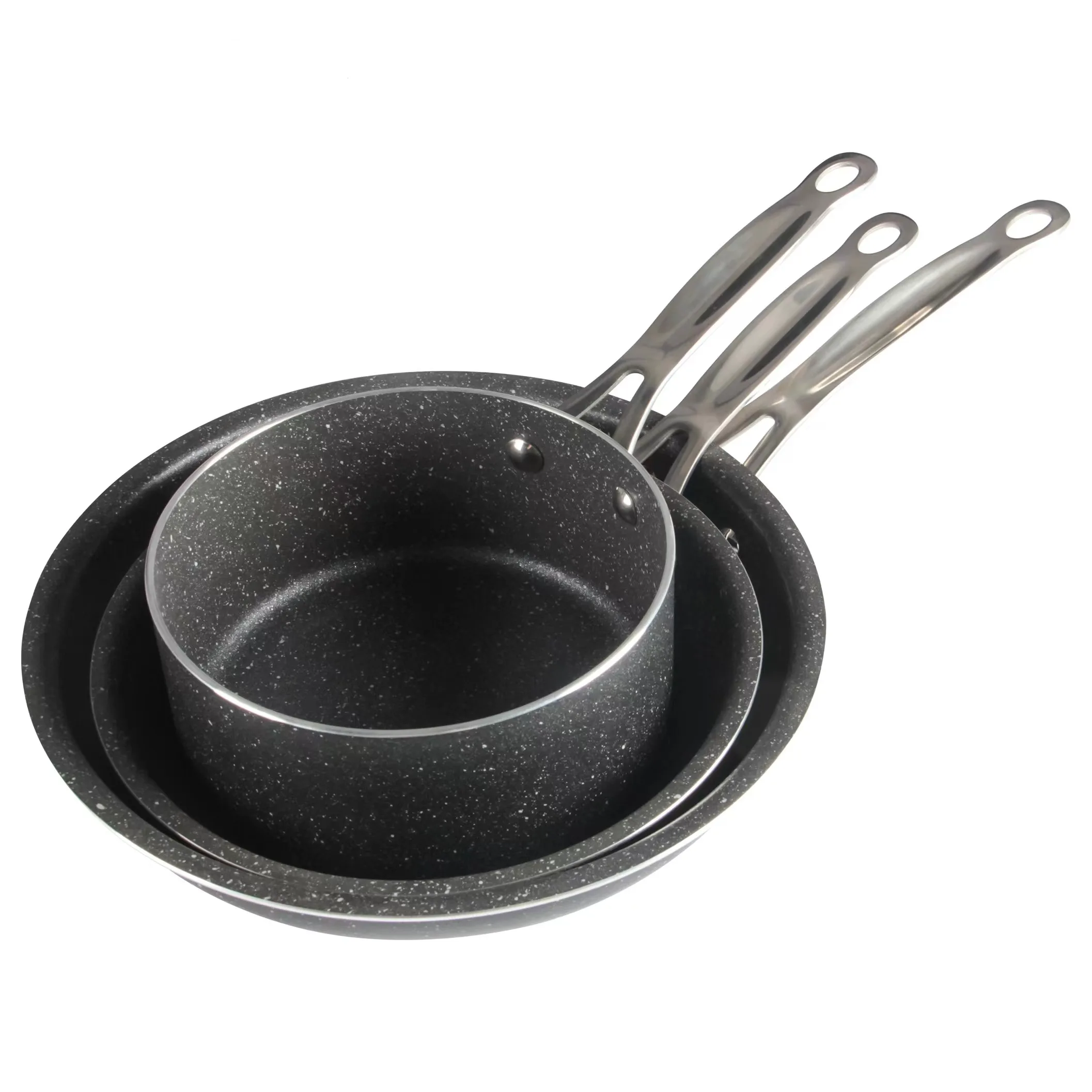 Black sprinkle Flanging fry pan milk pot aluminium non stick cookware sets Stainless steel handle