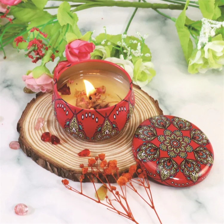 Luxury Gift Set Metal Aroma Tin Jar Soy Wax Aromatherapy Scented Candles 4 set