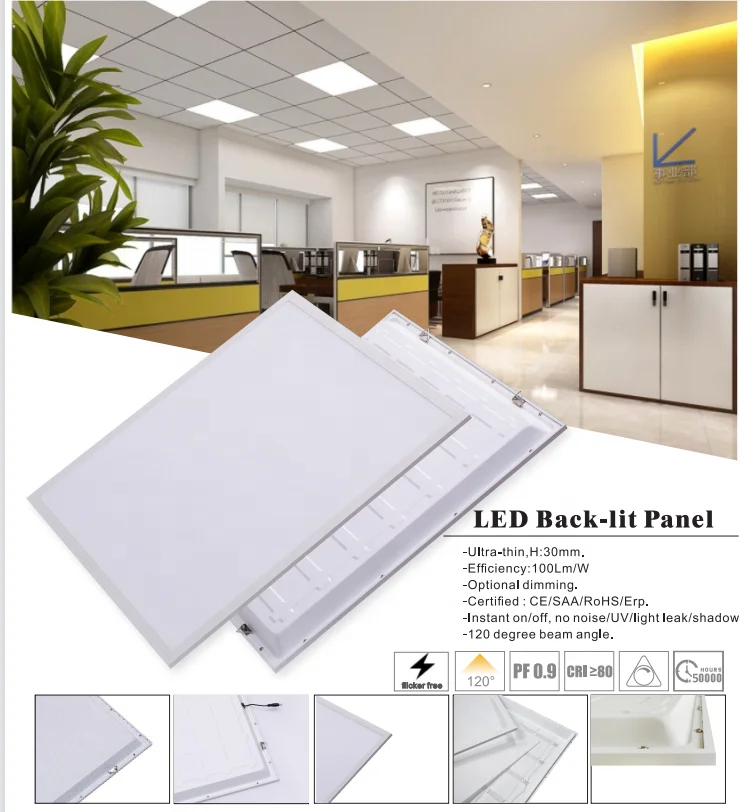 Banqcn Flat Backlit Led Panel Light 2X2 2X4 60X60 595X595 25 36W 40W 48W 60W 3CCT Tunable Panel Ceiling for Office Lighting