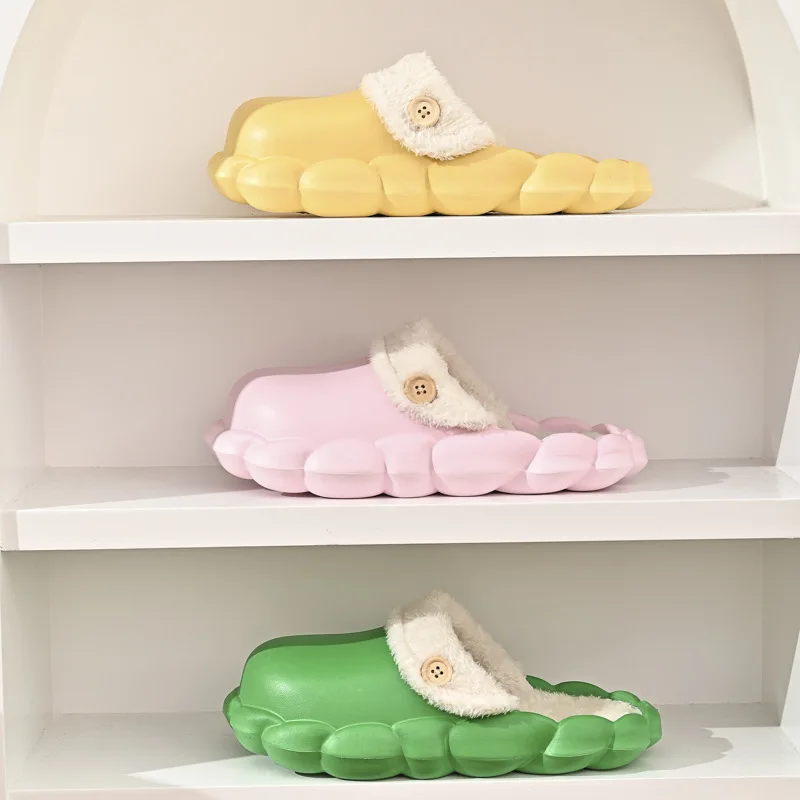 2023 TX New men and women home wholesale EVA waterproof half slippers couple waterproof cotton sandals fashion fur slippers