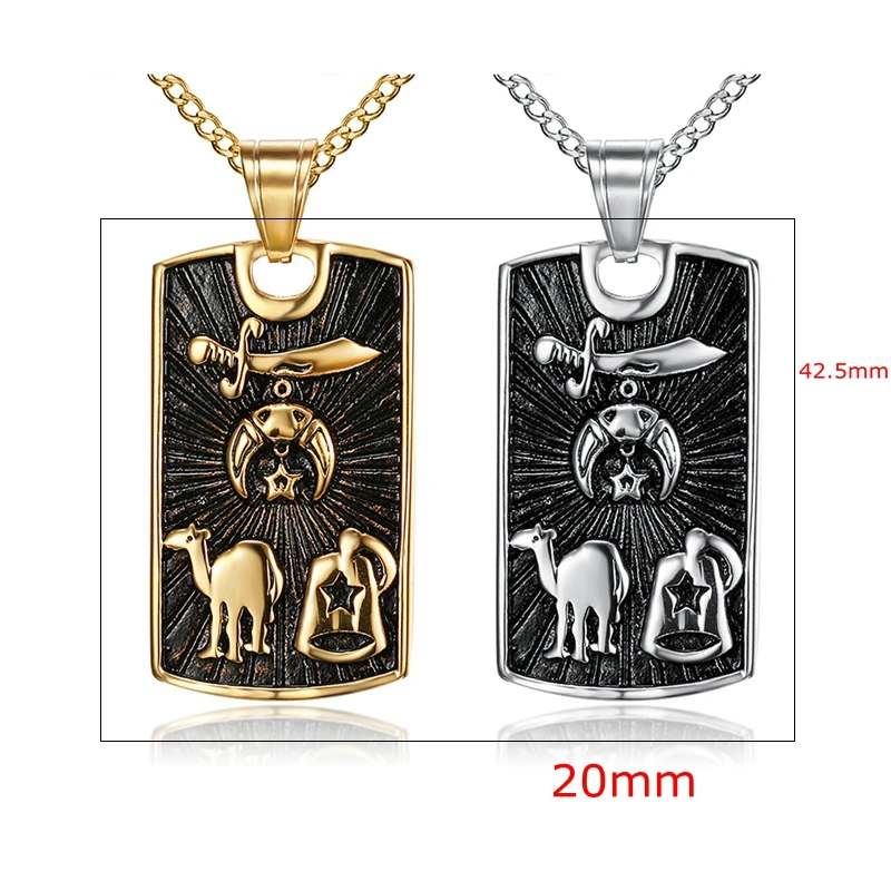 18k gold plated stainless steel shriner pendant mens crescent moon masonic necklace
