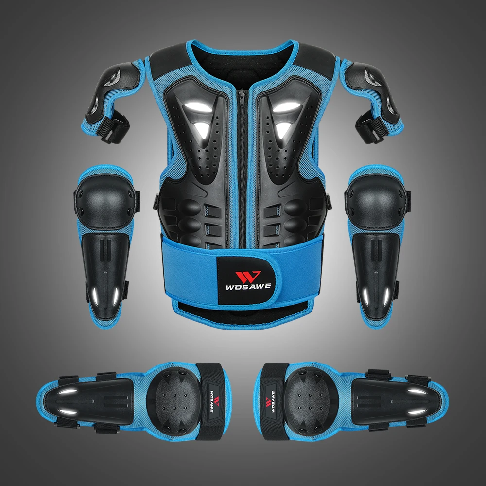 WOSAWE Kids Body Armor Motorcycle Knee Elbow Pads Protector Cycling Armor Vest Snowboard Skateboard Ski
