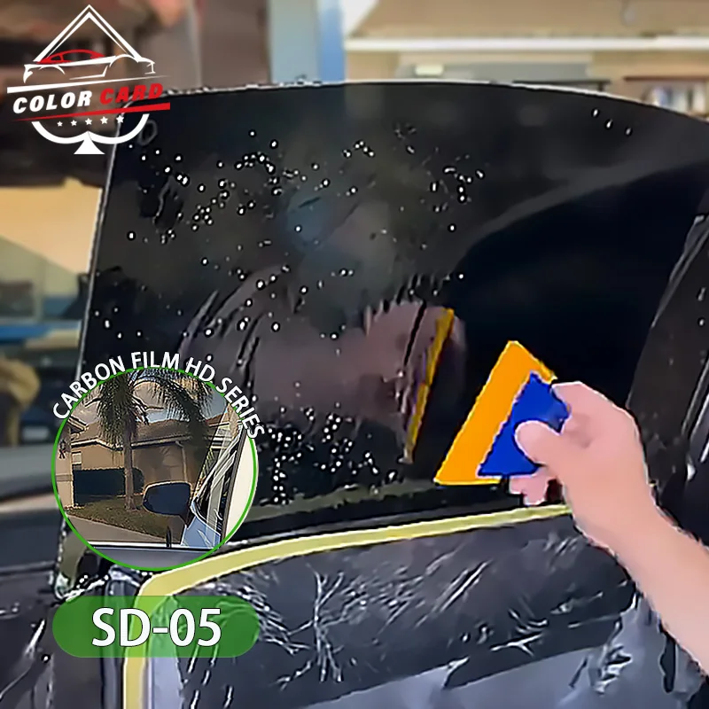 Цветная карта карбоновая пленка серии HD стеклянная Броня UVR 99% керамическая высокоизоляционная данные VLT5 % Тонировочная для окна автомобиля 1 52*30 м