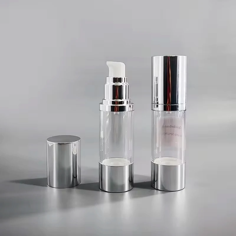 15ml 30ml 50ml airless cosmetic containers silver gold vacuum lotion pump airless bottle