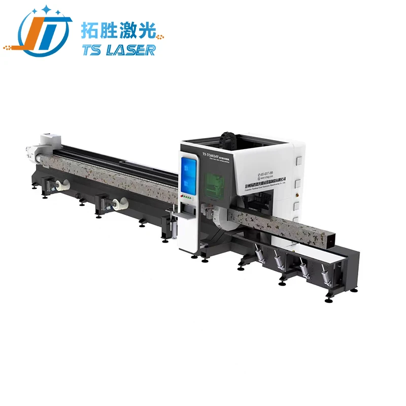 Tuosheng 1.5kw 2kw 3kw cut pipe fiber tube laser cutting machine for tubular metal laser cutter with rotary axis