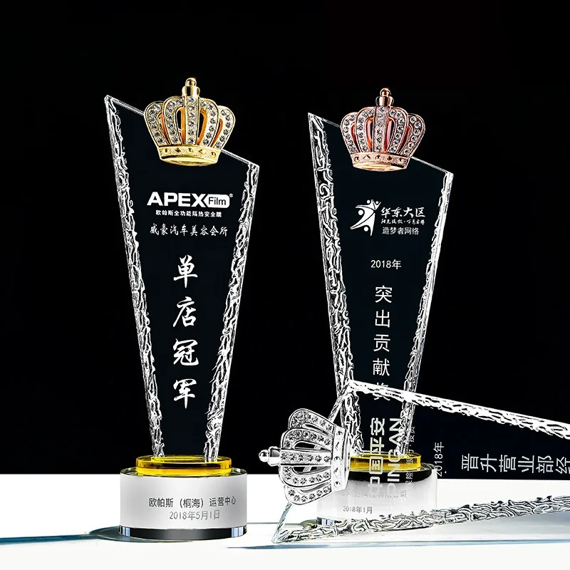 3D 25th Acrylic Award Soccer Anniversary Free Design Glass Plaque and French Corner Trophy Supplies
