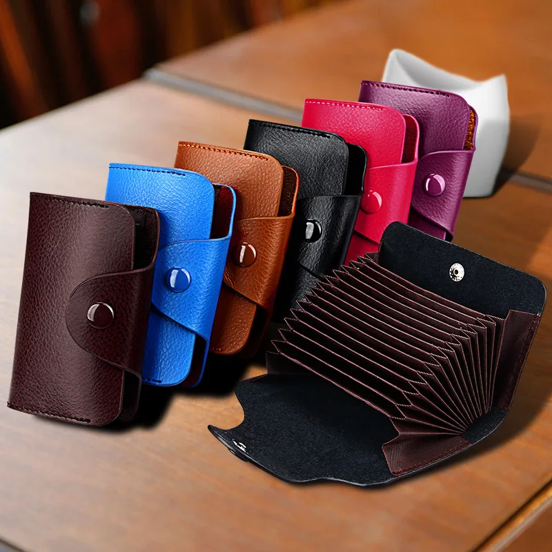 Genuine Leather Card Holder Wallet Credit Card Pouch Bag Small Yet Spacious Card Holder Case