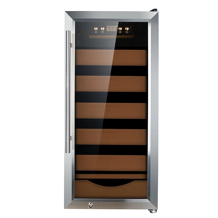 Wholesale Large Freestanding 90L Electrical Compressor Cooling Spanish Cedar Cigar Humidor Cabinet