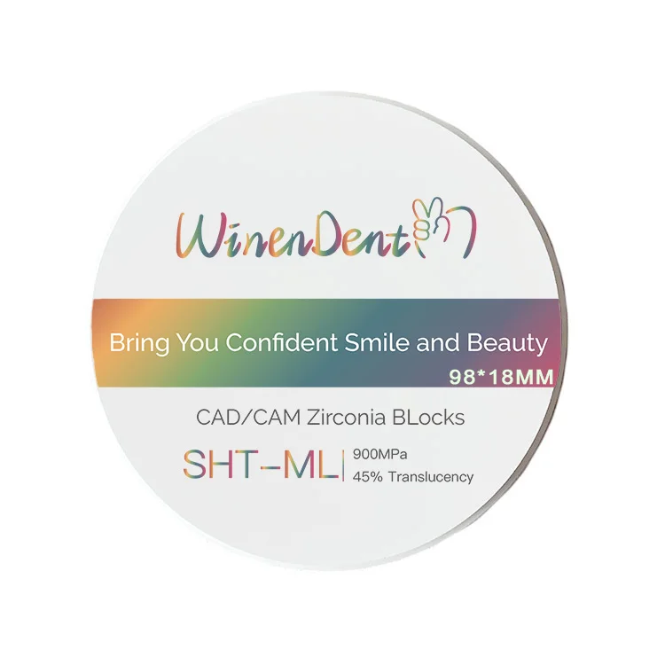 Winendent 18mm 98mm SHT-ML zirconia disc zirconia dental cad cam price zirconium blocks