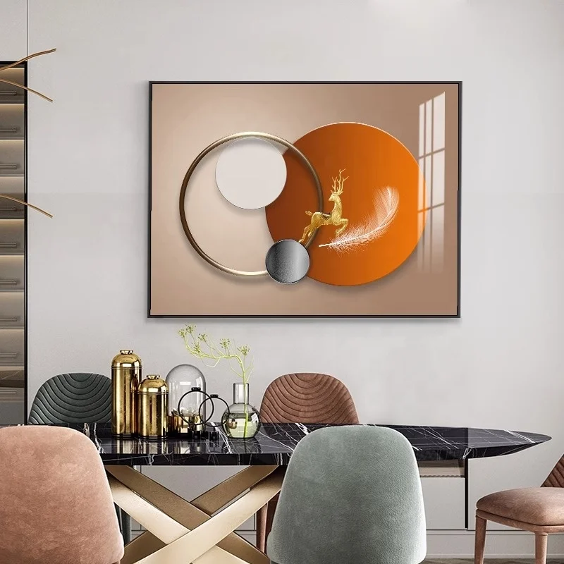 Electric meter box decorative painting modern luxury crystal porcelain wall art living room home decoration