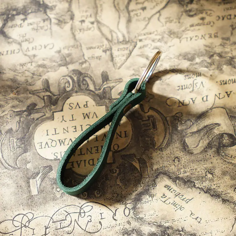 Hot sale Custom Logo Print Vintage Armband Key Chain Keyring Genuine Crazy Horse Leather Strap Keychain