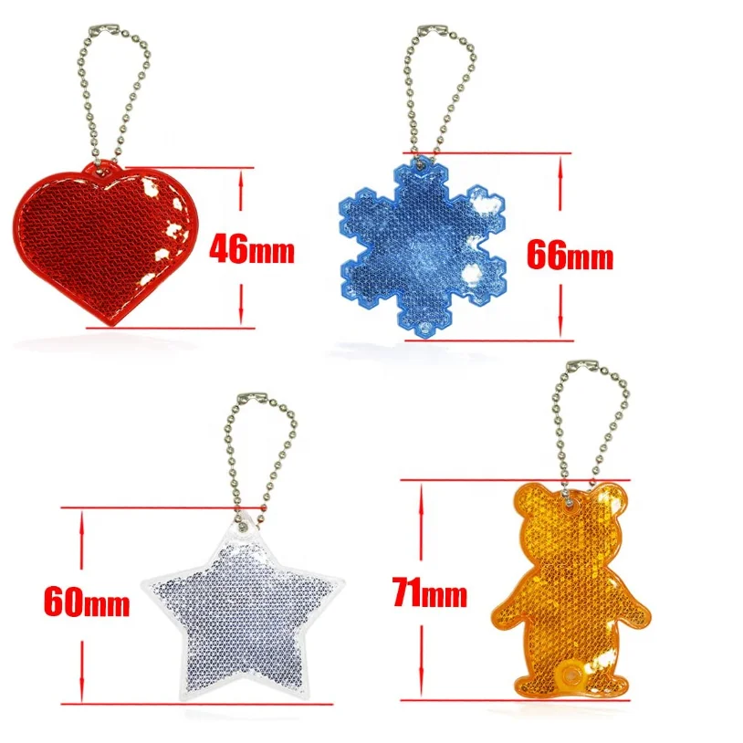hard PMMA reflector, pedestrian walking reflector Safety Reflector Star Pendant PVC Reflective Gear Keychain