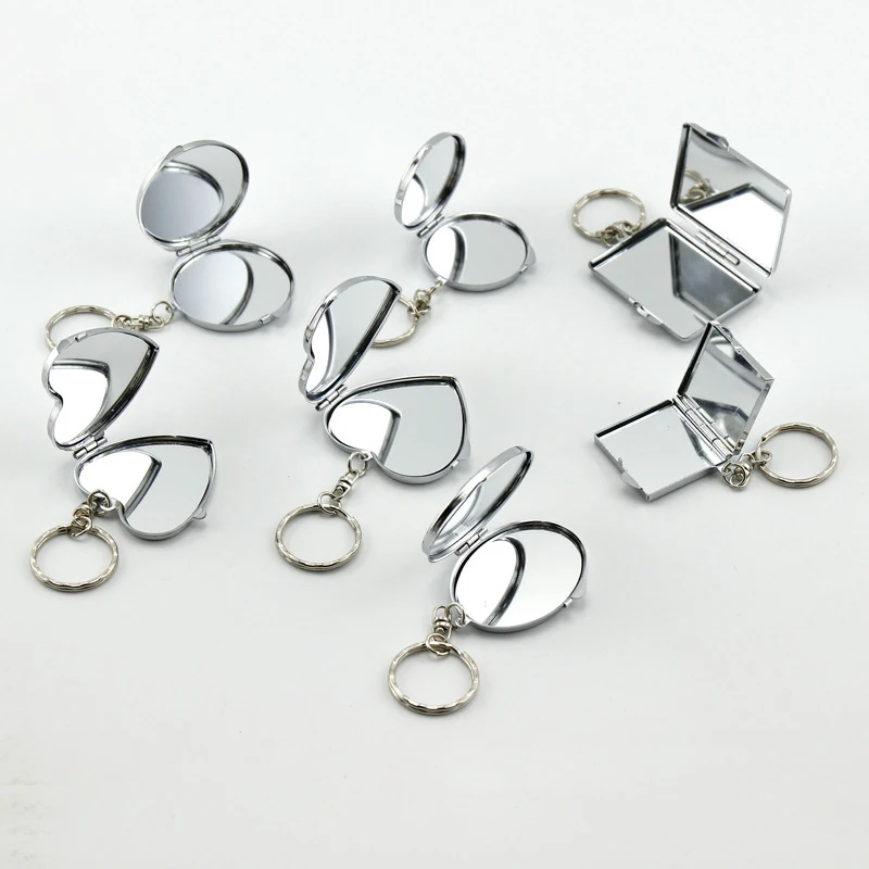 Factory wholesale custom logo metal cosmetic mirror keychain