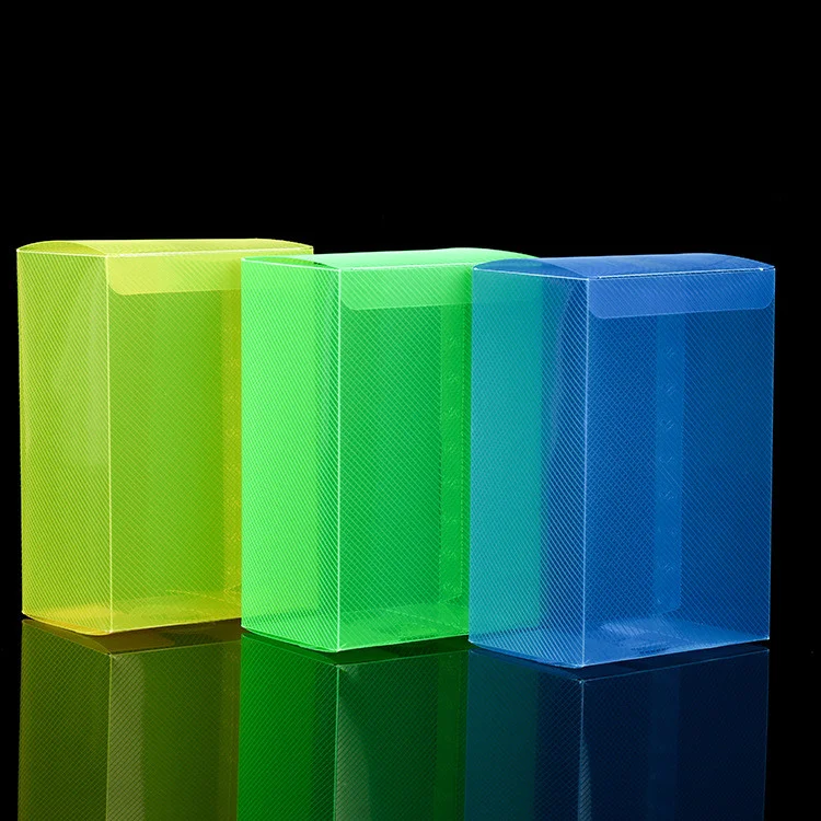 Colorful printed PET PVC PP gift packaging box green yellow red plastic boxes