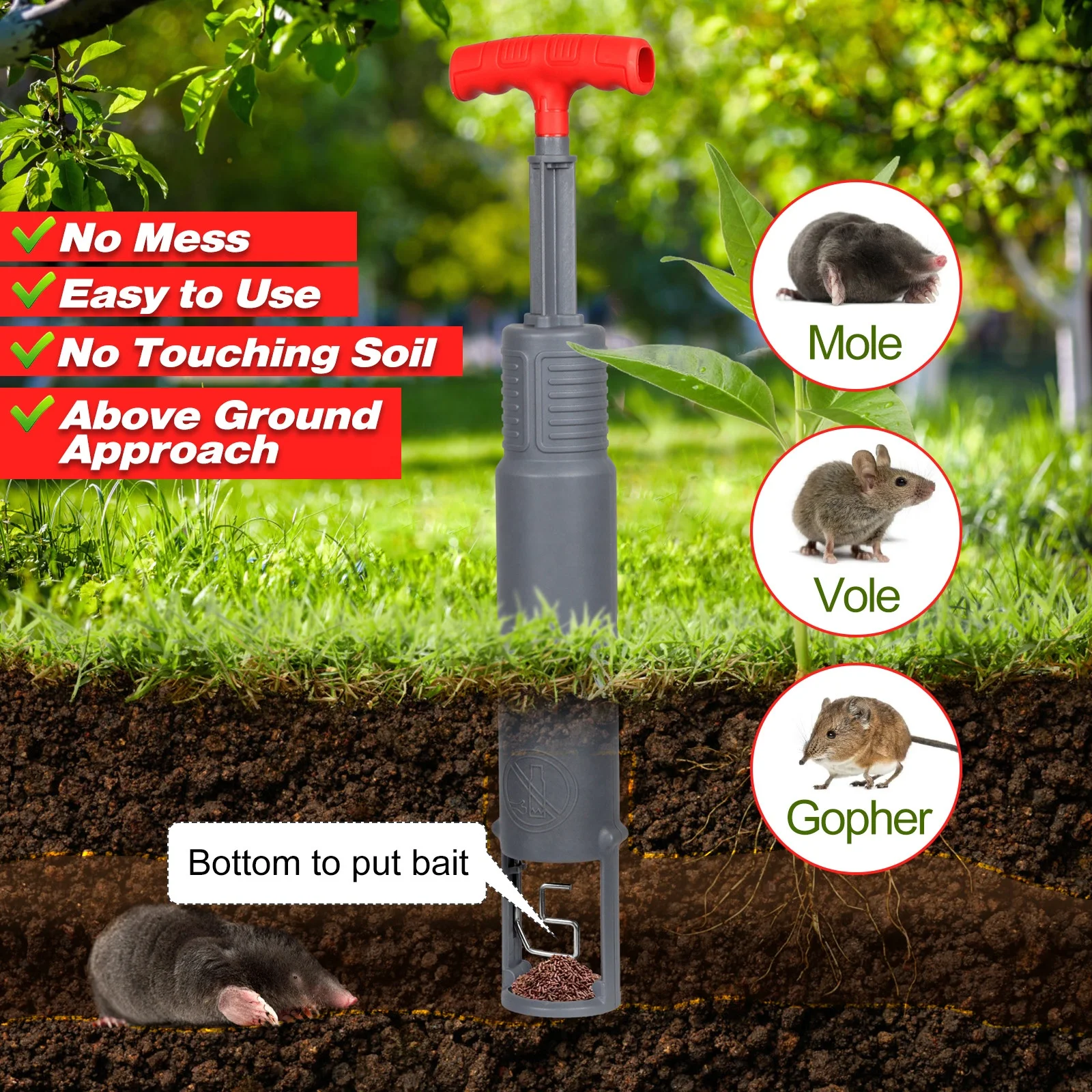 Eco-Friendly Effective Gardens Lawns Farming Yard Plastics Mouse Trap OEM ODM Gopher-Control Mole Trap Set