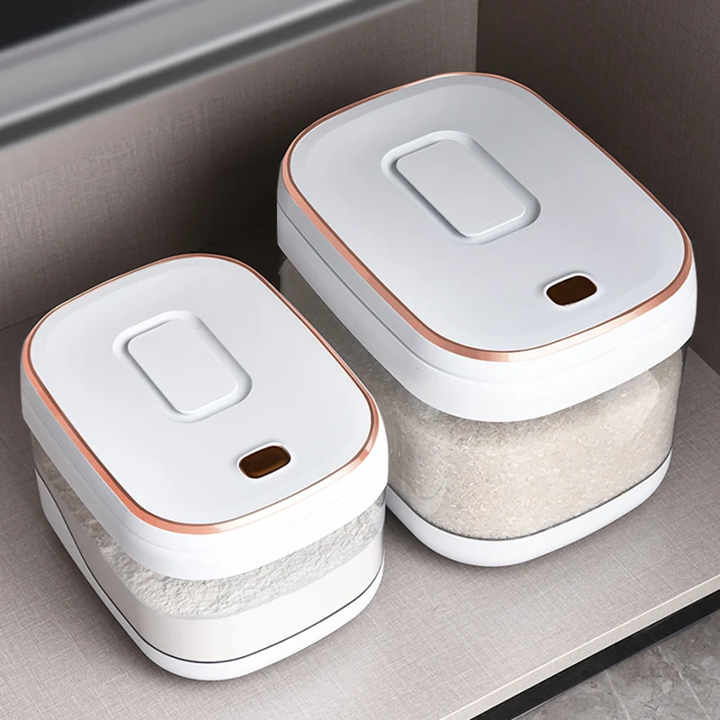 kitchen accessories transparent airtight bulk rice bucket dispenser dry cereal pet food storage container grain boxes dispen