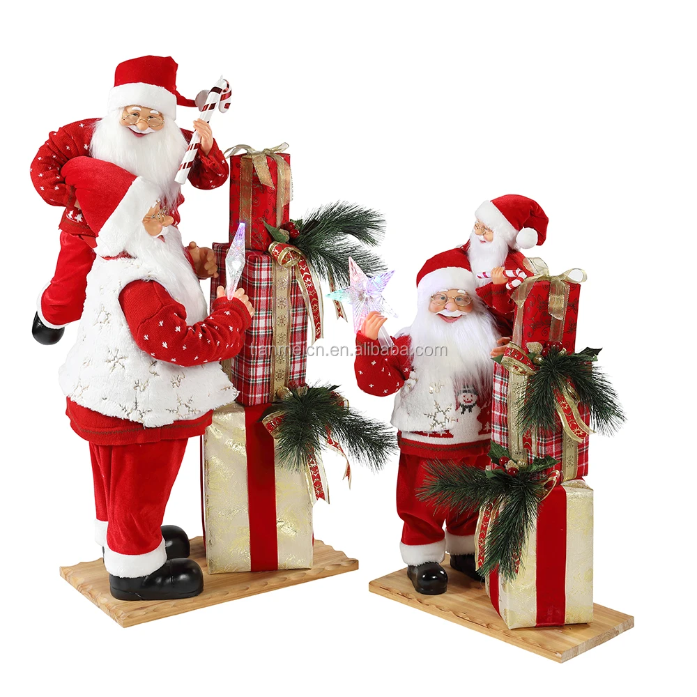 70/100cm Christmas Santa Claus with Lighting Gift Toy Ornament Decoration Festival Holiday Figurine Collection Traditional Xmas