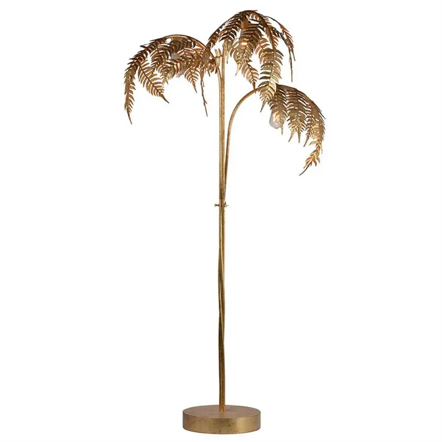 Wholesale Metal Palm Floor Light Decorative Modern Luxury Iron Palm Tree Gold Floor Standing Lamp for Home Living Room