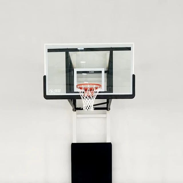 Indoors 10 Feet Height 1800*1050 mm Tempered Glass Backboard Wall Mounted Basketball Hoops