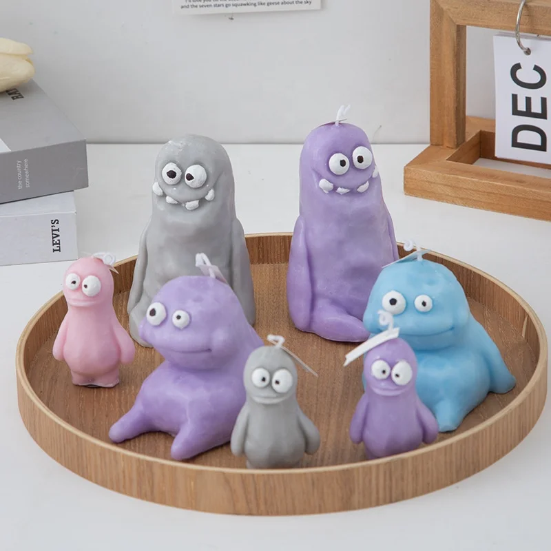 Halloween Creative Ornaments Monster Scented Candle Soft Clay Weird Ugly Cute Companion Beeswax & Palm Wax for Diwali