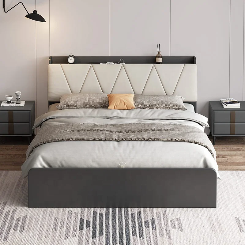 Hot Sale  Bedroom Furniture Storage Bedside Lift Up Double Size Storage Wood Bed