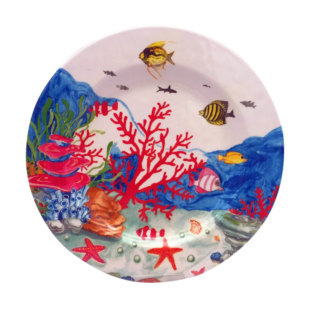 Домашняя Экологически чистая твердая пластиковая многоразовая меламиновая посуда 11 дюймов посуда тарелка с собственным дизайном на заказ