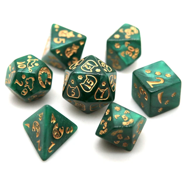 HS Acrylic Cats dice for  Polyhedral DND RPG Dungeons and Dragons games Acrylic Dice Set Pattern  Blue